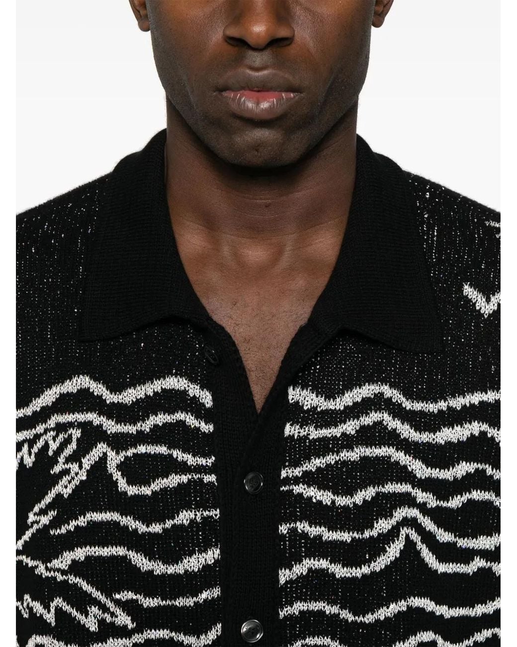 Laneus Black Knitted Shirt for men