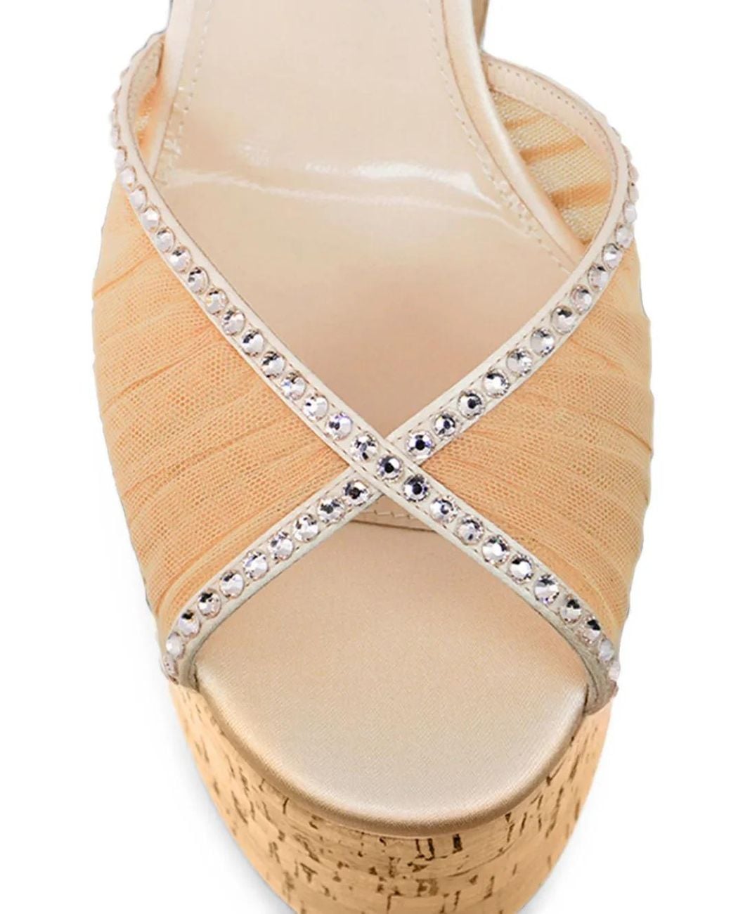 Andrea Wazen Natural 150Mm Bardot Crystal-Embellished Sandals