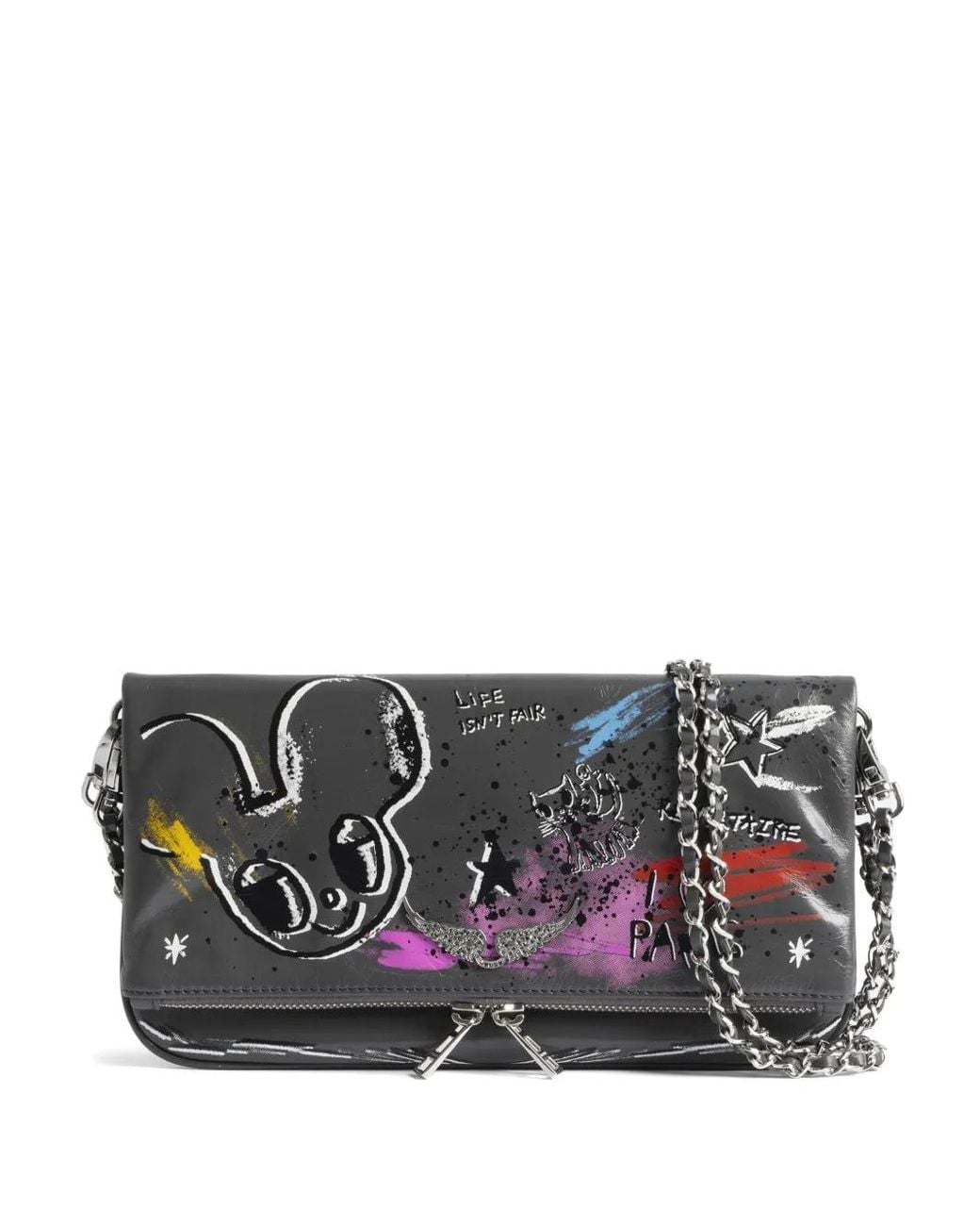 Zadig & Voltaire Gray X Humberto Cruz Rock Chain Clutch Bag