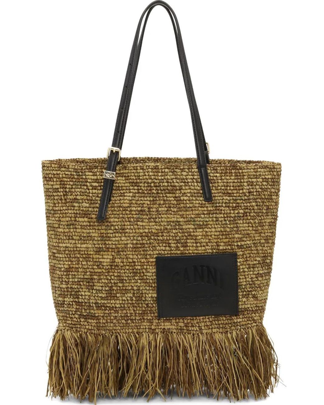 Ganni Natural Raffia Tote Bag