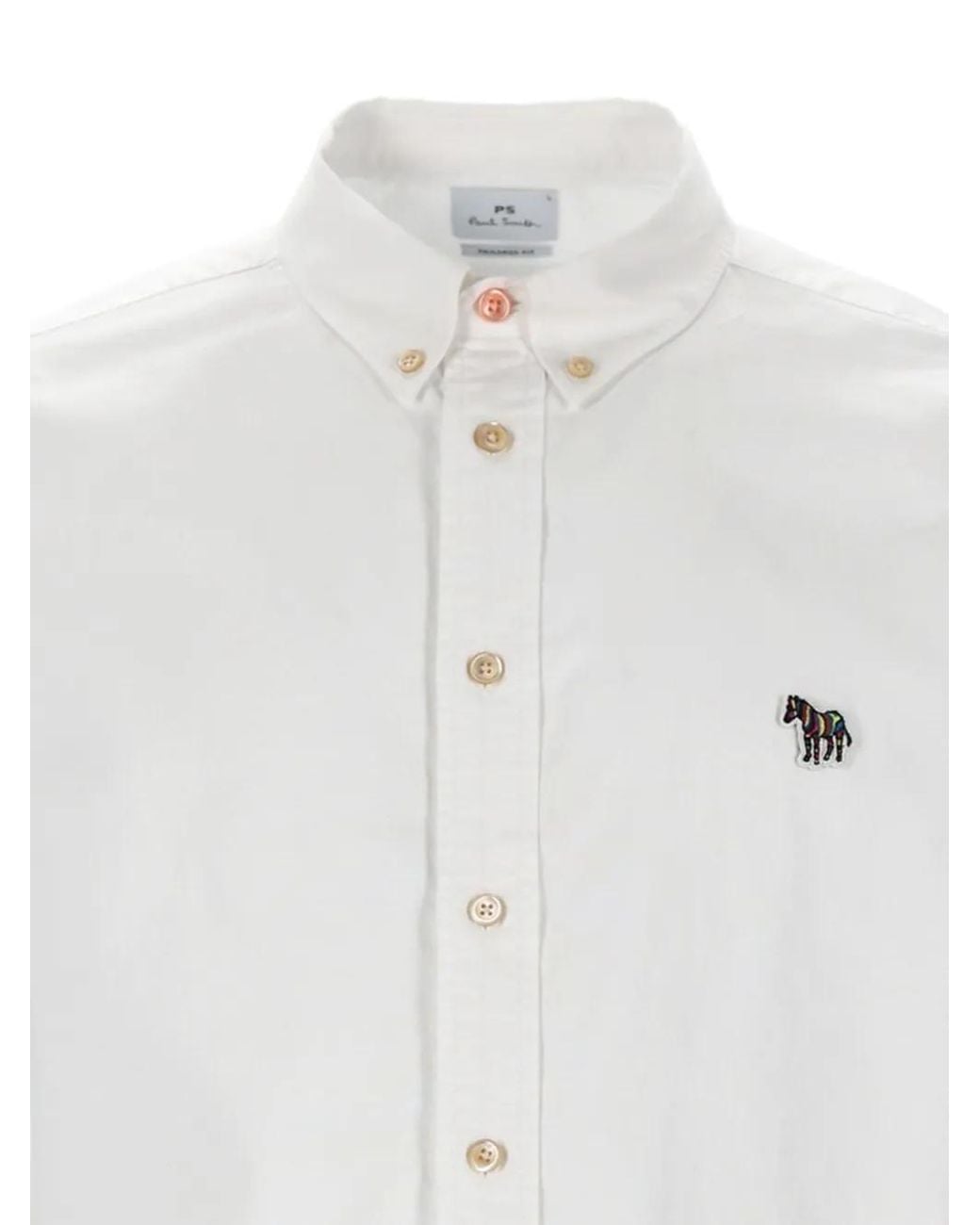 Paul Smith White Chemise Boutonnée À Patch Zèbre for men