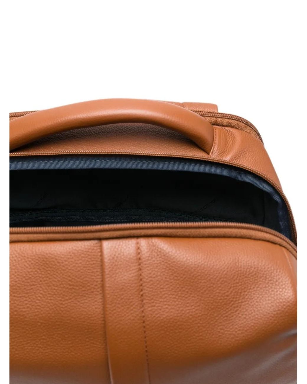 Piquadro Brown Logo-Plaque Pebbled Backpack