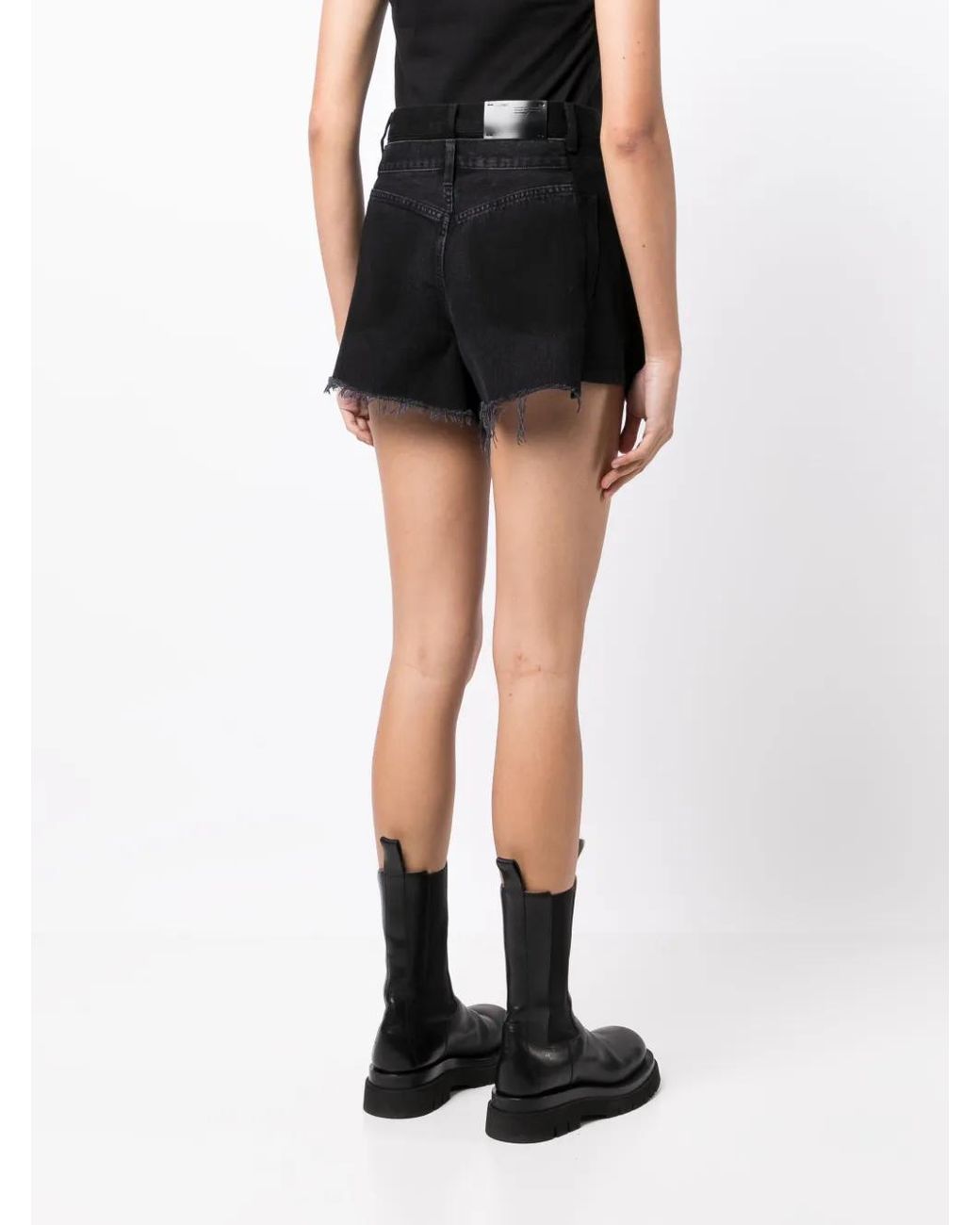 JNBY Black Raw-Cut Asymmetric Denim Shorts