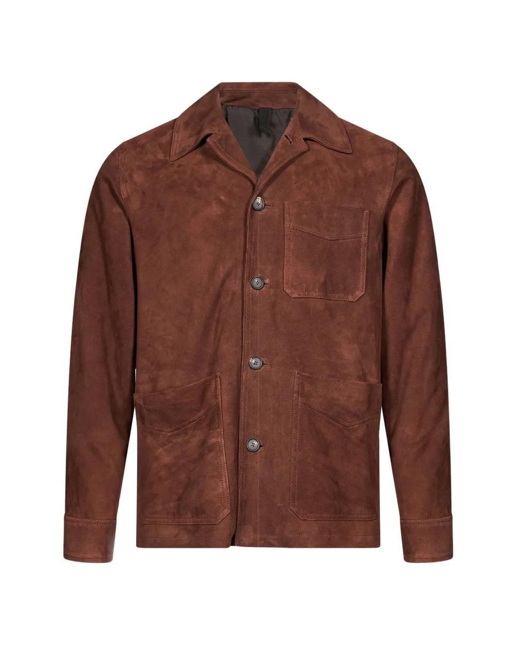 Tagliatore Brown Patch-Pocket Suede Jacket for men