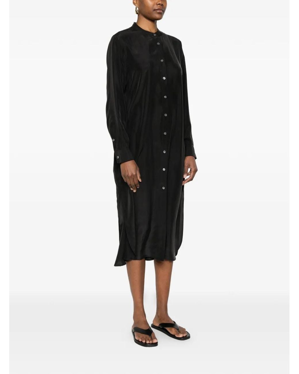 P.A.R.O.S.H. Black Robe Mi-Longue À Boutonnière