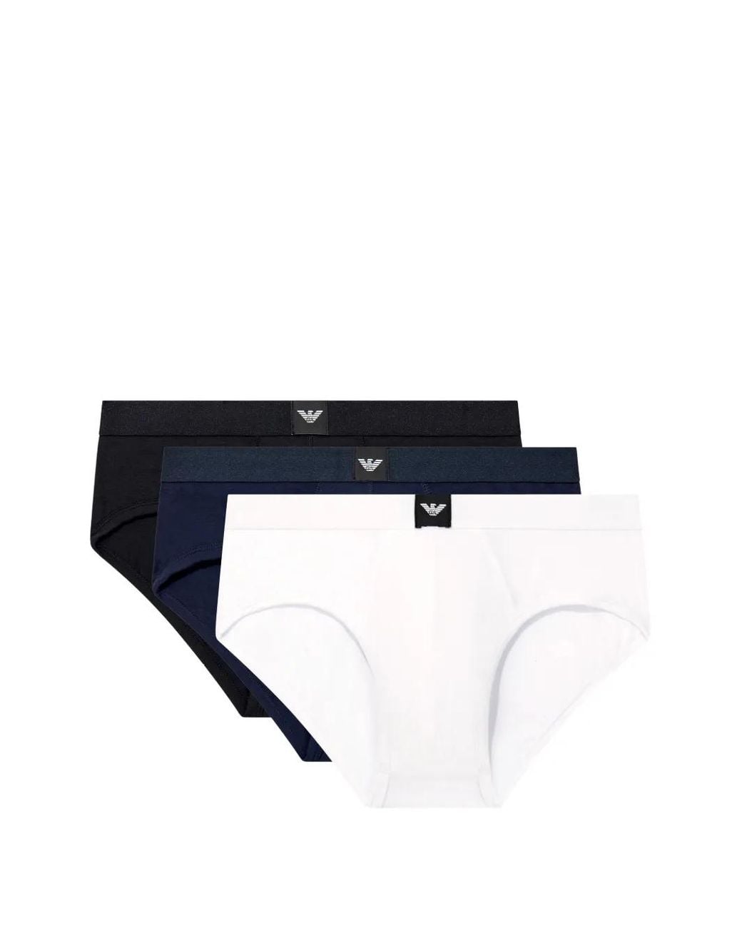 EA7 Blue Logo-Patch Briefs (Set Of Three) for men