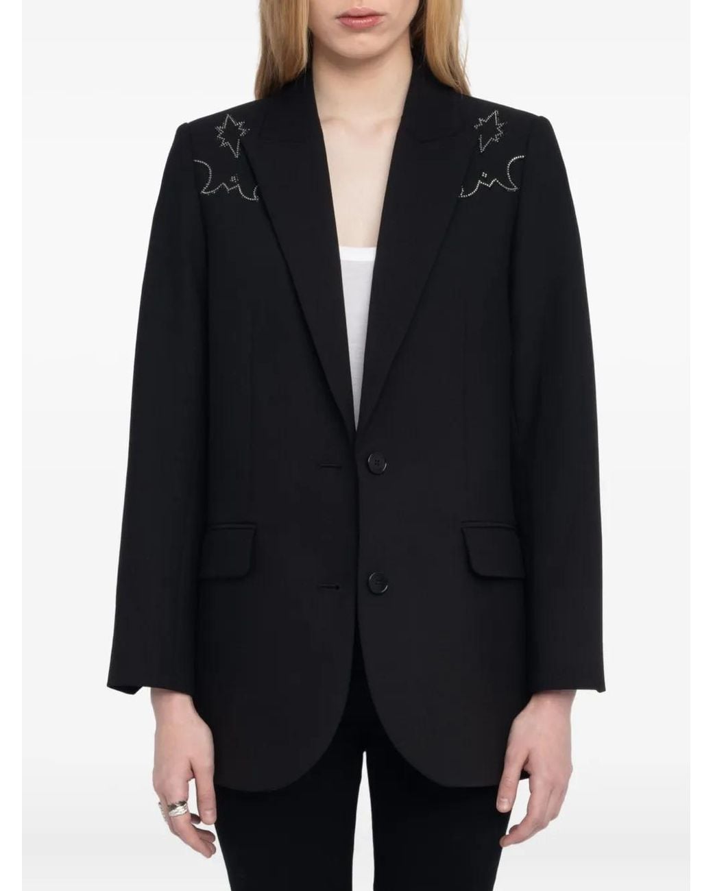 Zadig & Voltaire Blue Embroidered-Detail Blazer