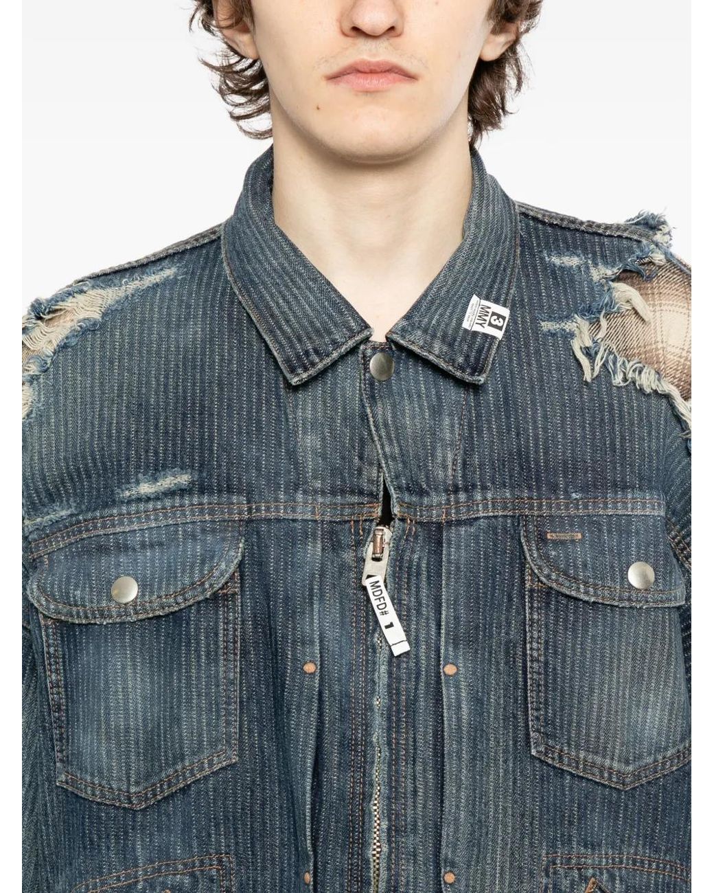 Maison Mihara Yasuhiro Blue Check Shirt Layered Jacket for men