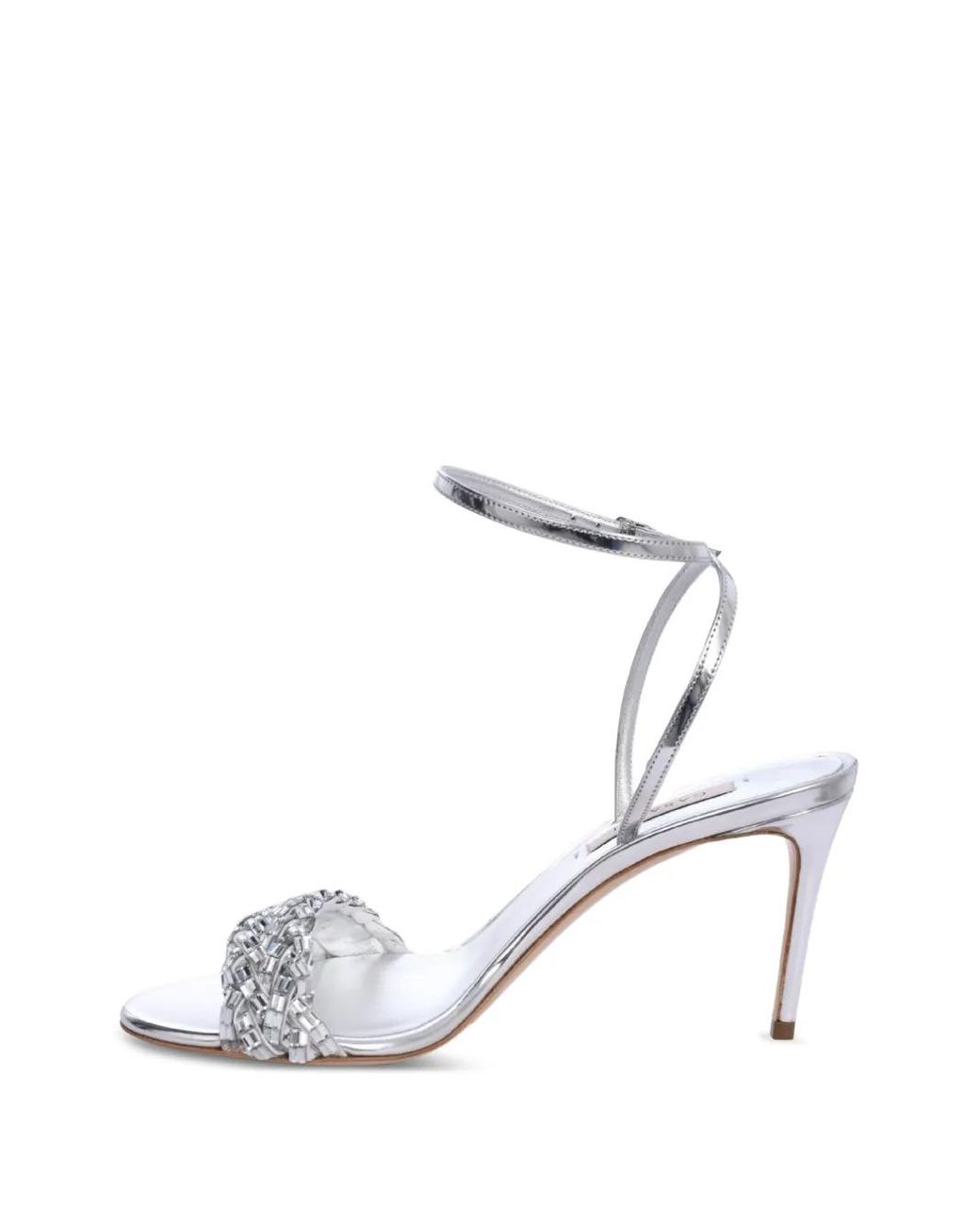 Casadei White 80Mm Julia Embellished Ankle-Strap Sandals