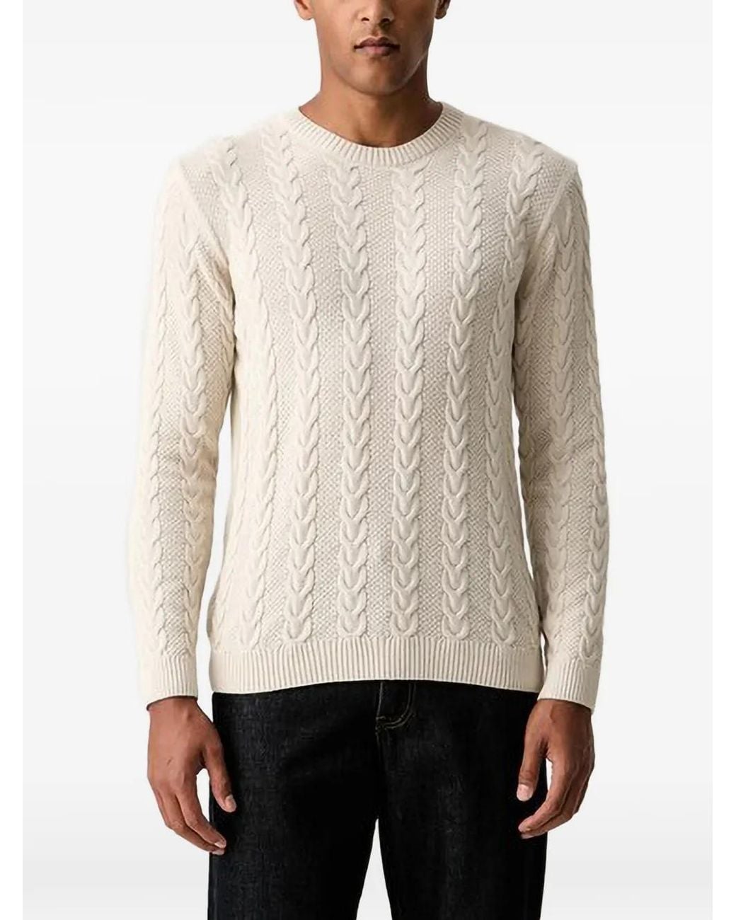 Joop! Natural Cable-Knit Crew-Neck Sweater for men