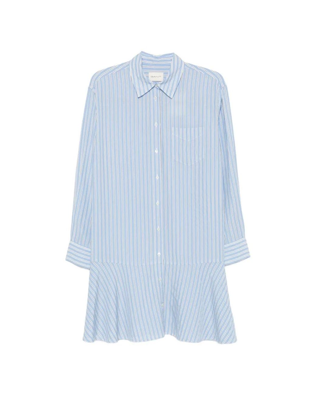 Gant Blue Vertical-Stripe Dropped-Waist Mini Dress