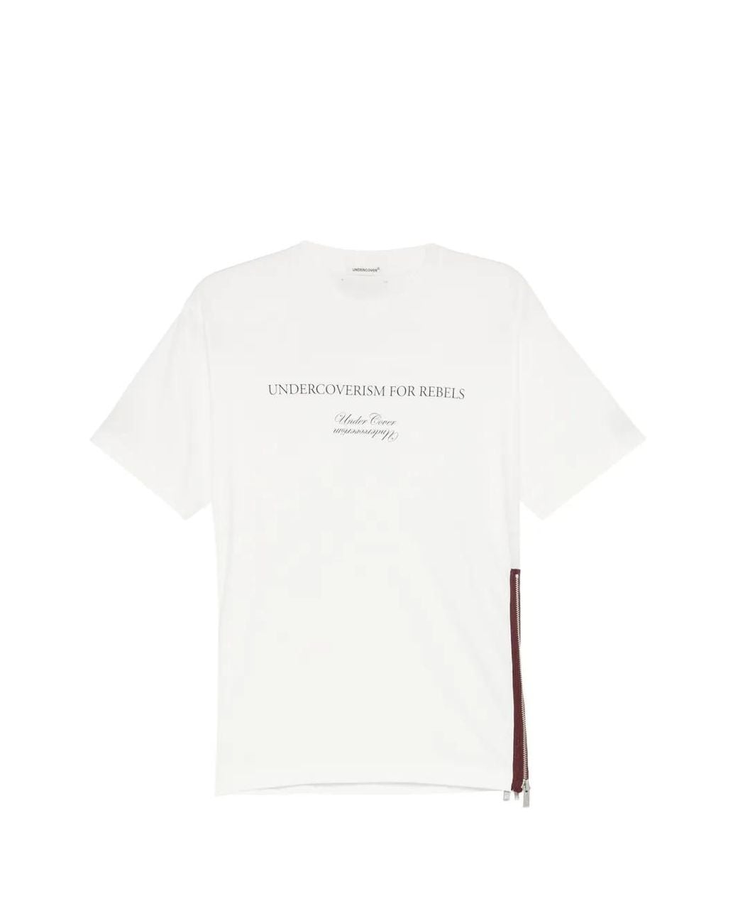 Undercover White Slogan-Print Zip-Detail T-Shirt for men