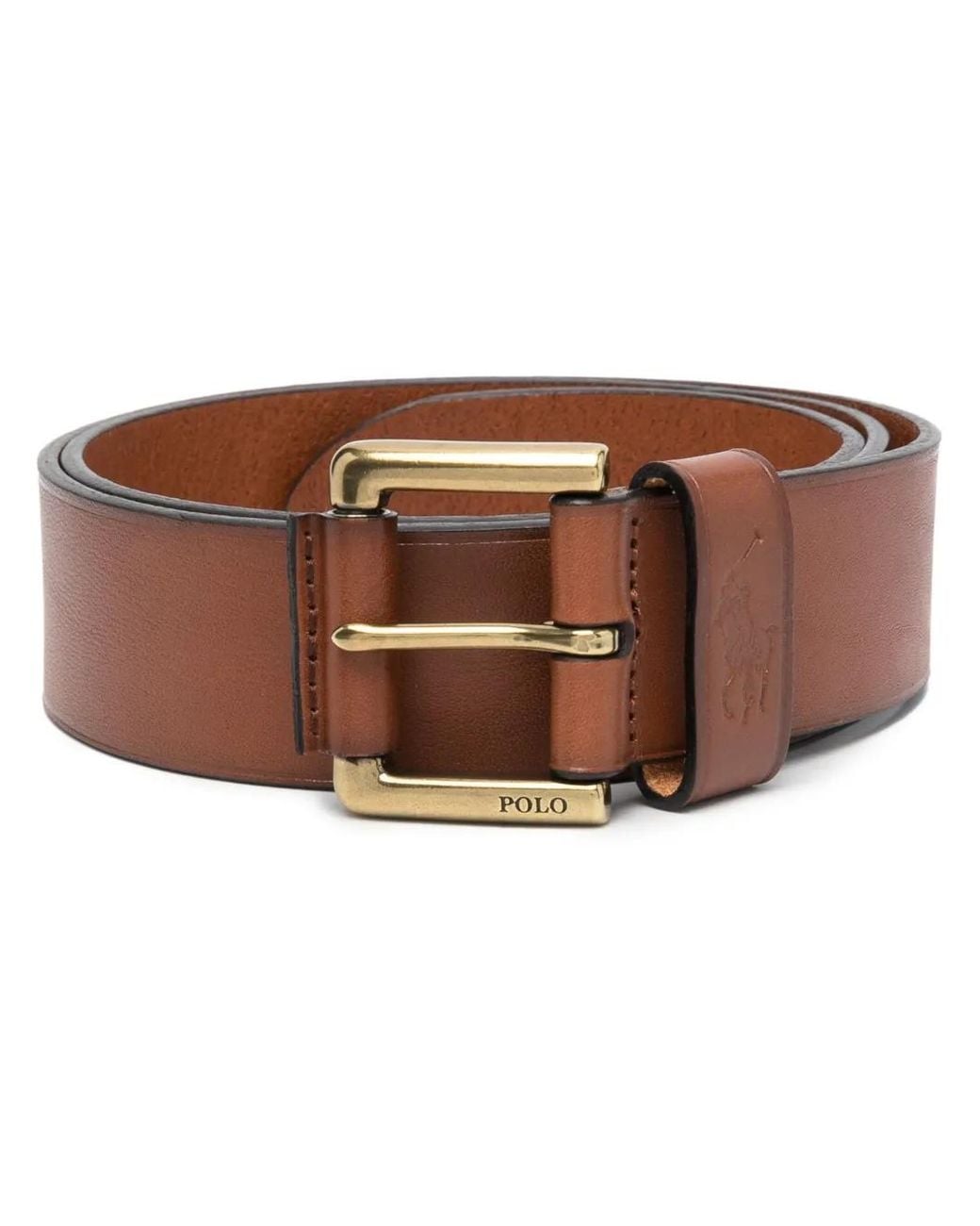 Polo Ralph Lauren Brown Embossed-Logo Leather Belt for men