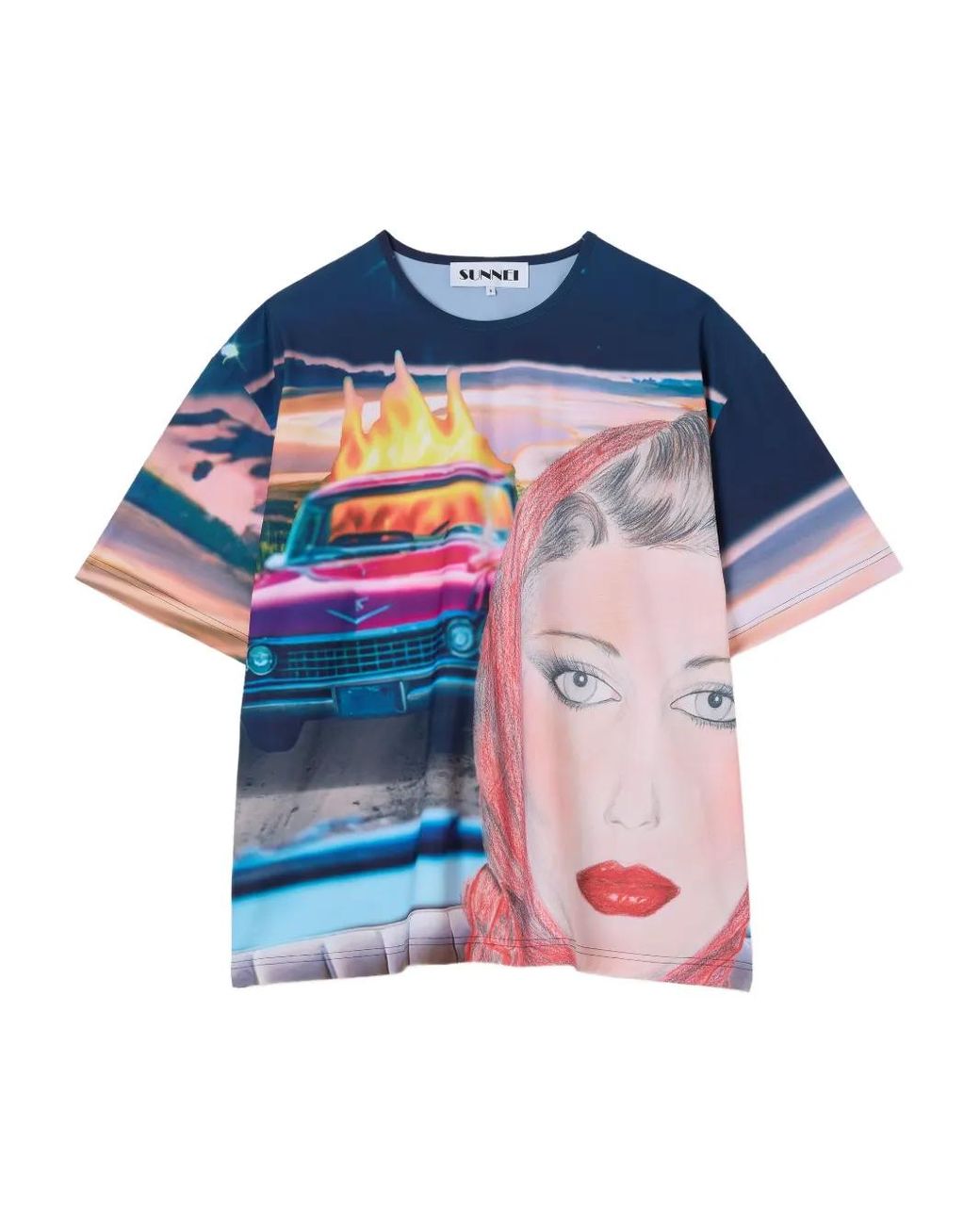 Sunnei Blue Annemarie-Print T-Shirt
