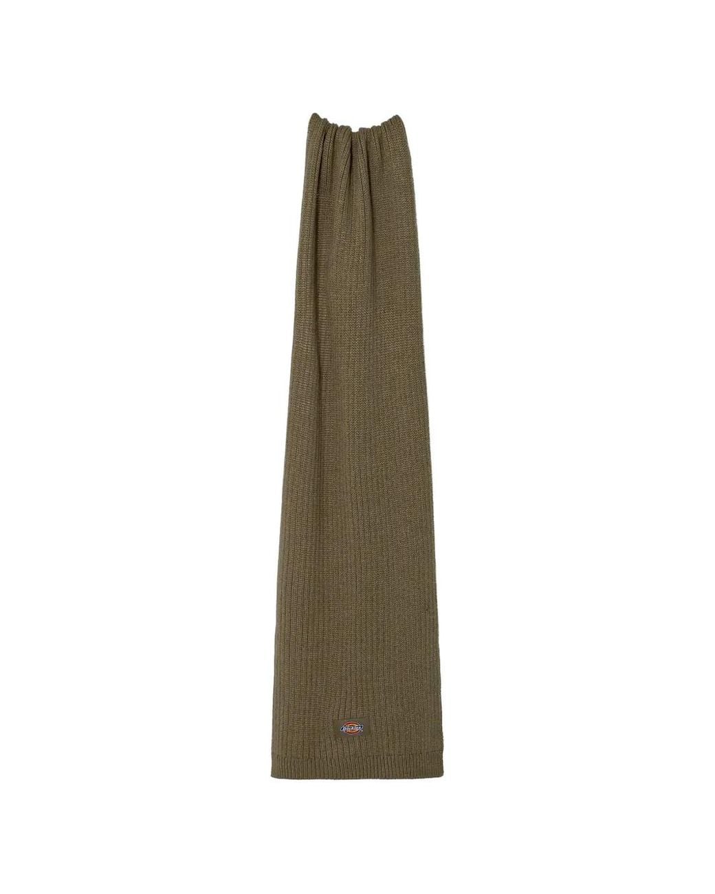 Dickies Green Ribbed-Knit Logo-Patch Scarf