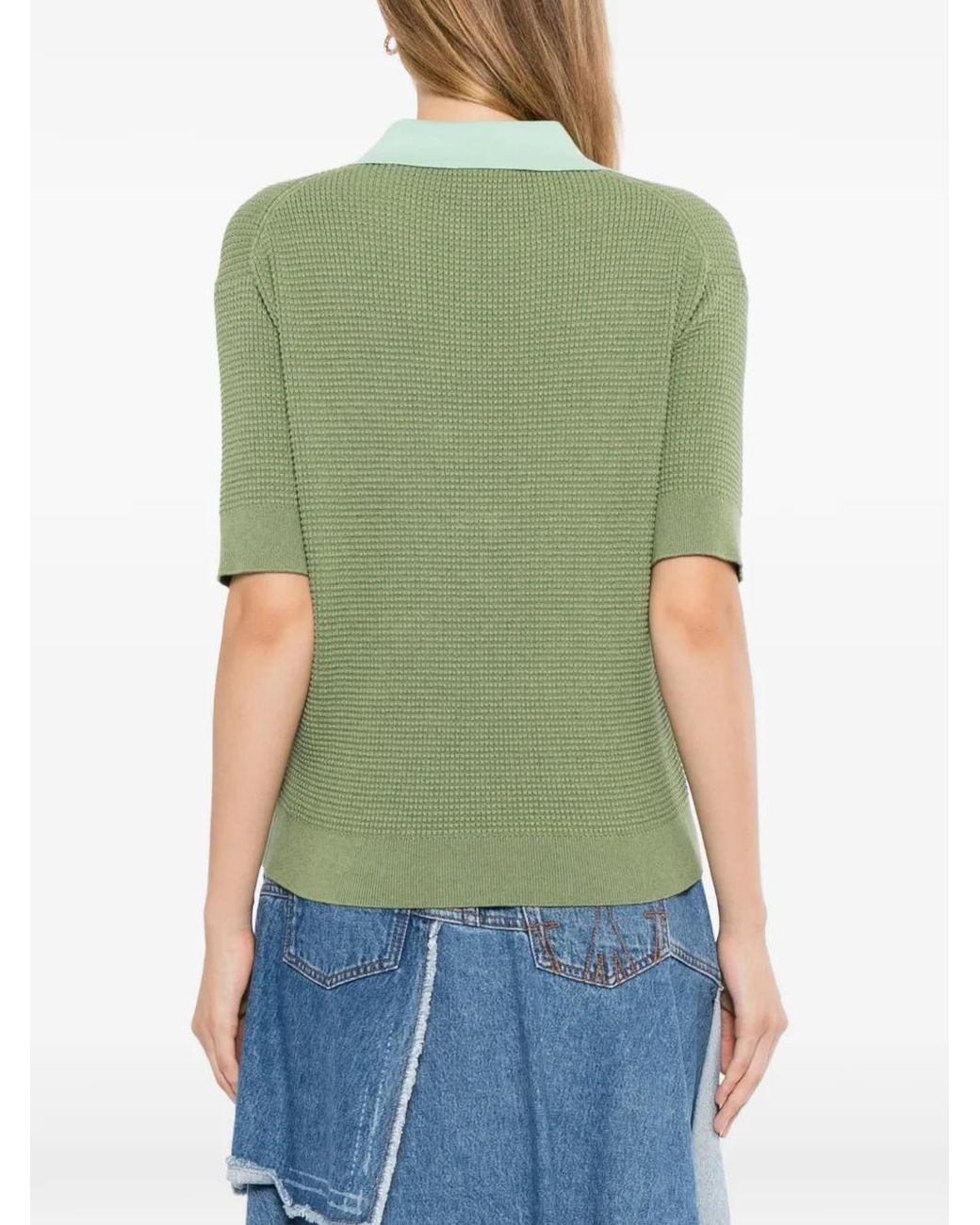 J.W. Anderson Green Waffle-Knit Short-Sleeve Sweater