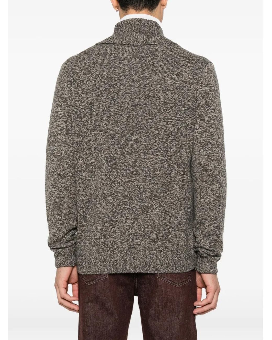 Zanone Gray Zip-Up Marl-Knit Cardigan for men