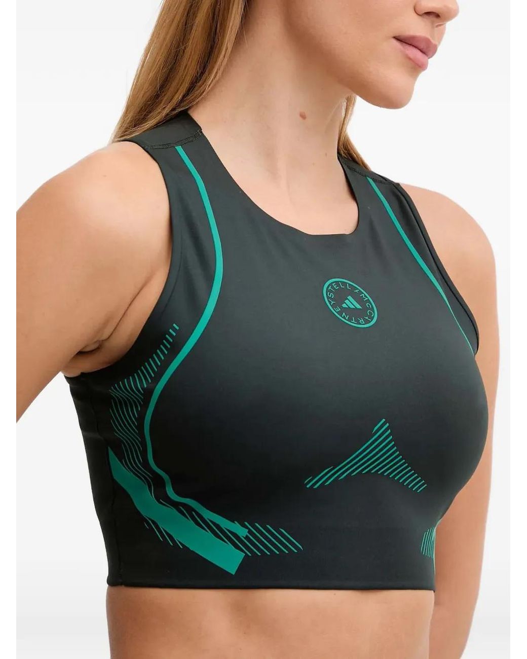 Adidas By Stella McCartney Green Logo-Detail Top