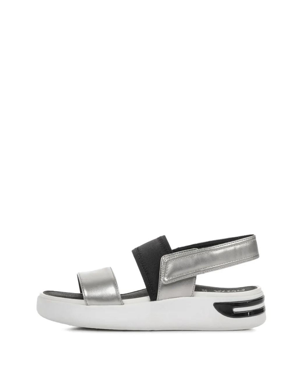 Geox White Metallic-Effect Touch-Strap Sandals