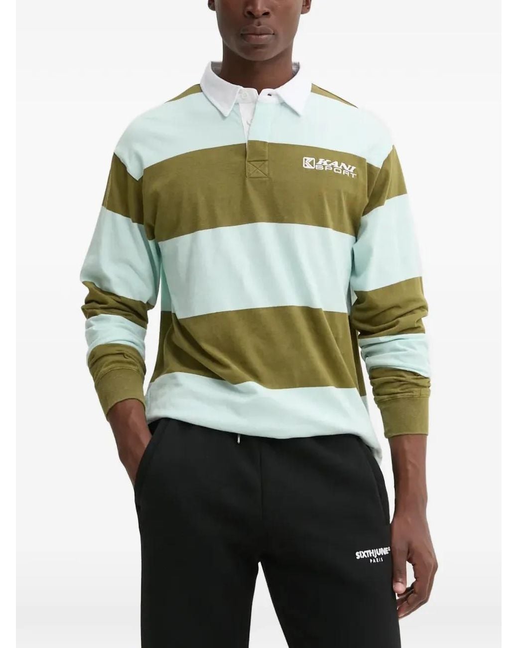 Karlkani Green Striped Polo Shirt for men