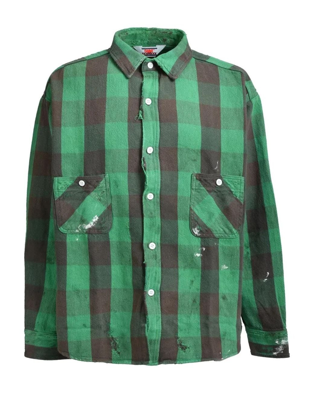 SAINT Mxxxxxx Green Check-Print Shirt