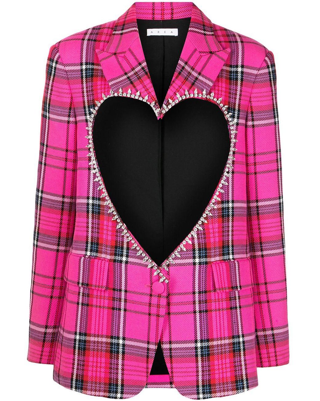 Area Heart Cutdetail Check Blazer in Pink Lyst