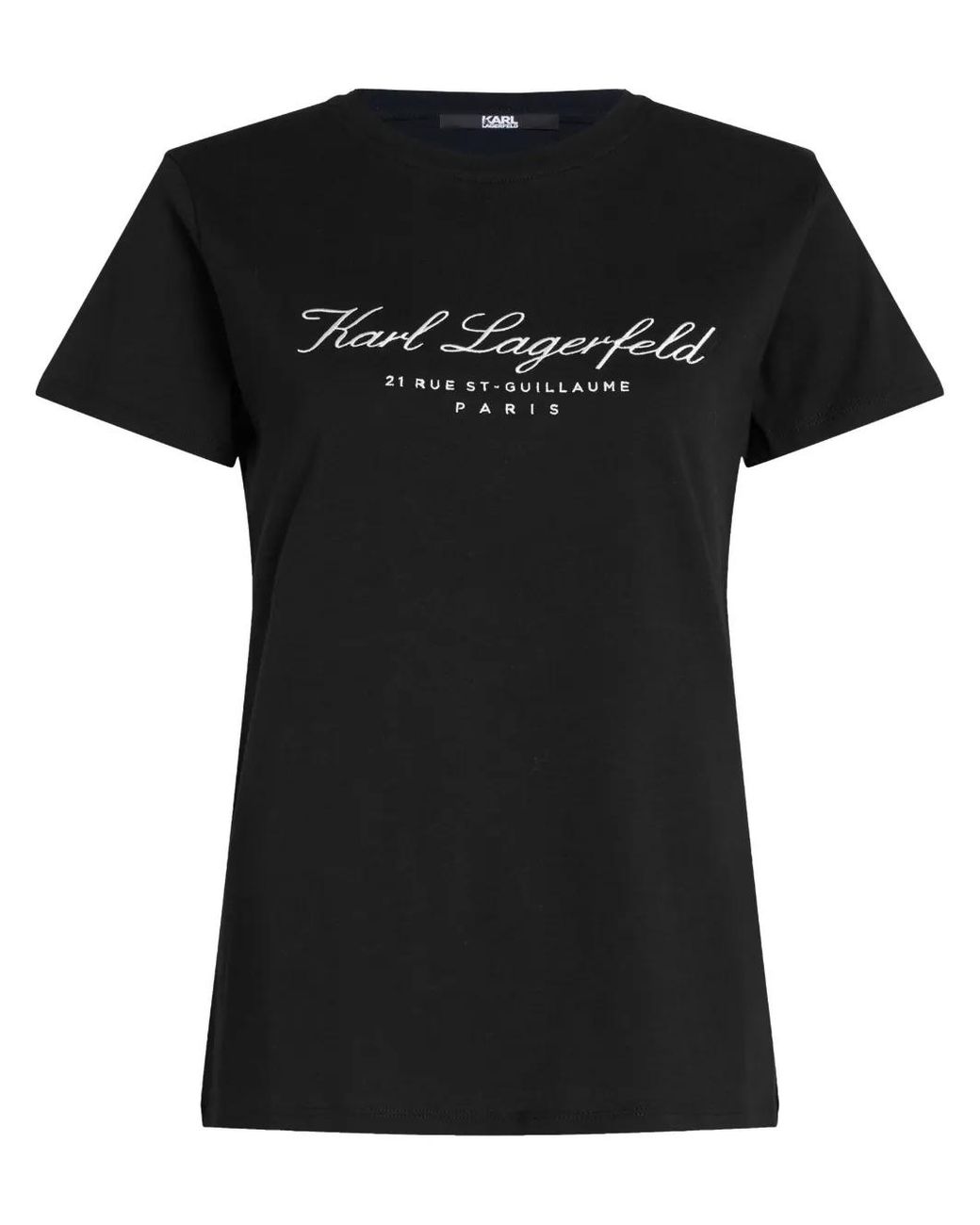 Karl Lagerfeld Black Hotel Karl Embroidered-Logo T-Shirt