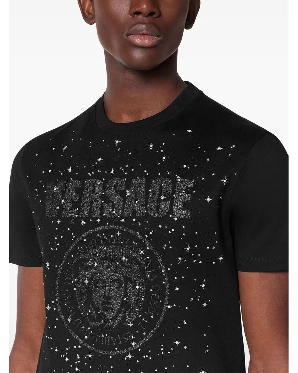 Versace Black Crystal Medusa T-Shirt for men