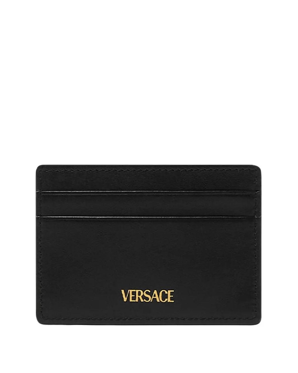 Versace Black Wallets Outside:Calf Leather for men