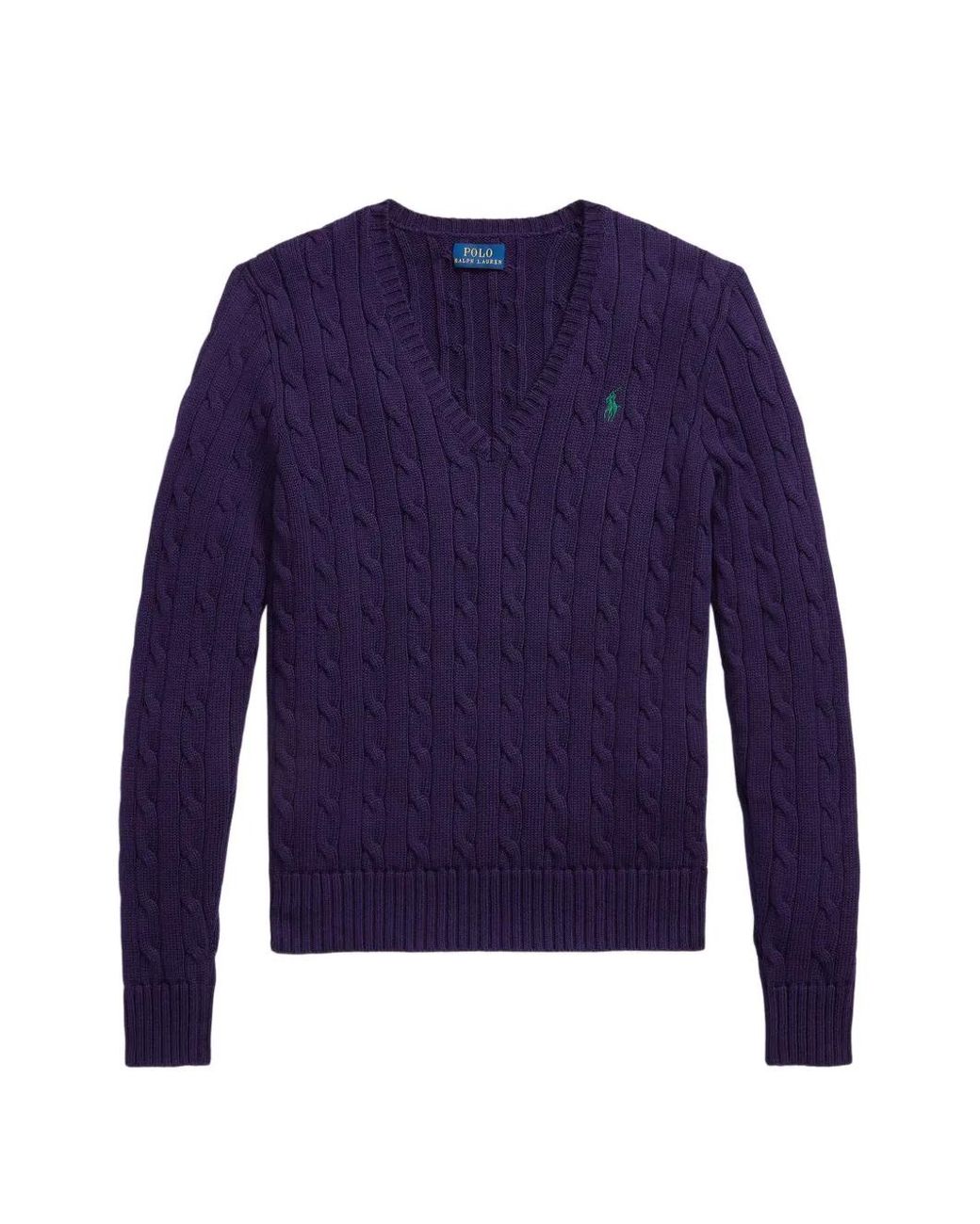 Polo Ralph Lauren Blue Cable-Knit V-Neck Sweater