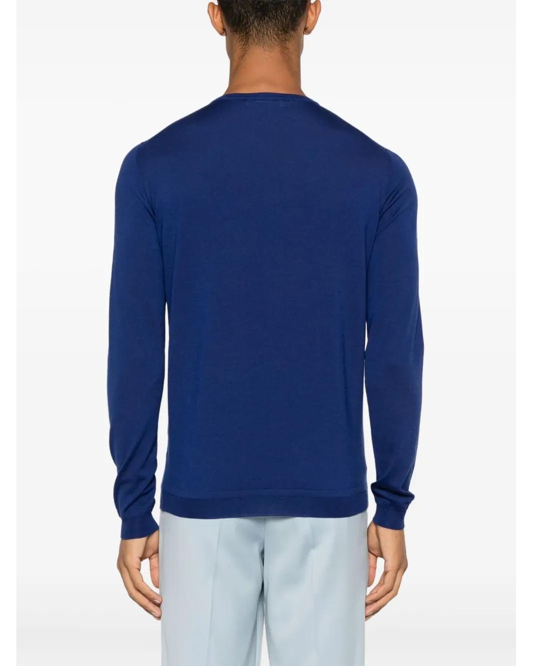 GOES BOTANICAL Blue Merino-Wool Sweater for men