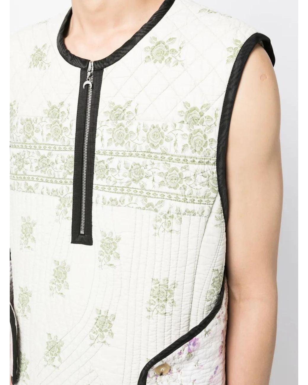 MARINE SERRE White Boutis Floral-Print Armor Gilet for men