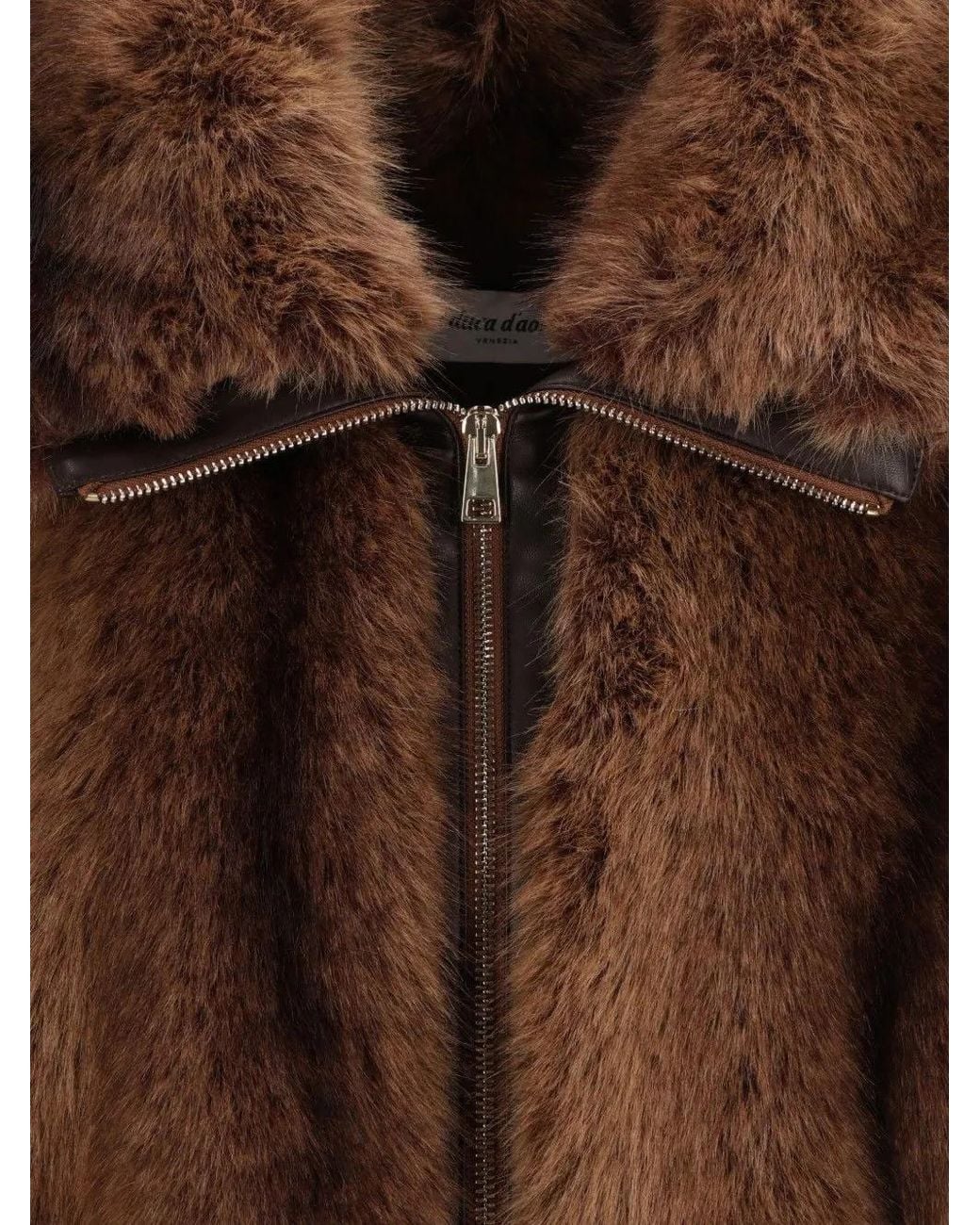 Al Duca D'aosta Brown Zip-Up Faux-Fur Jacket