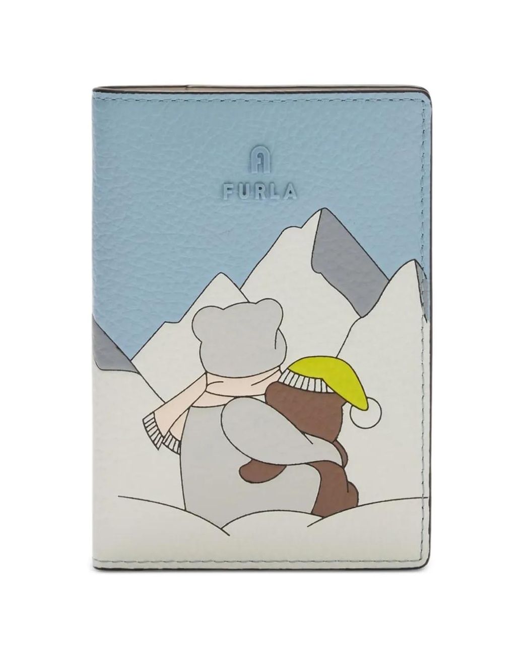 Furla Gray Étui De Passeport À Plaque Logo