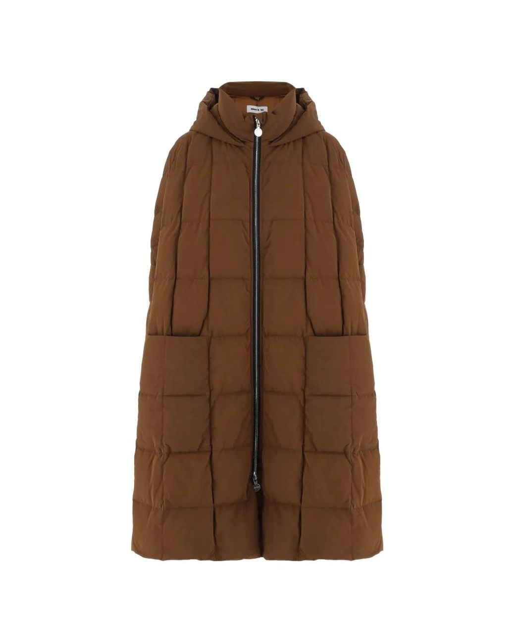 Ienki Ienki Brown Pyramid Quilted Hooded Coat
