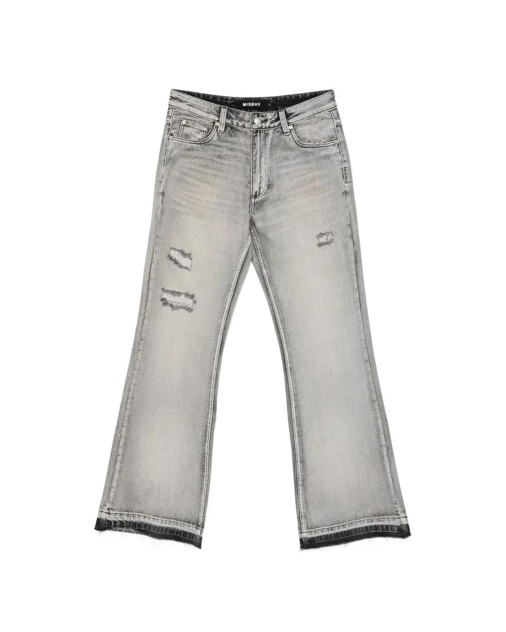 M I S B H V Gray Distressed Bootcut Jeans