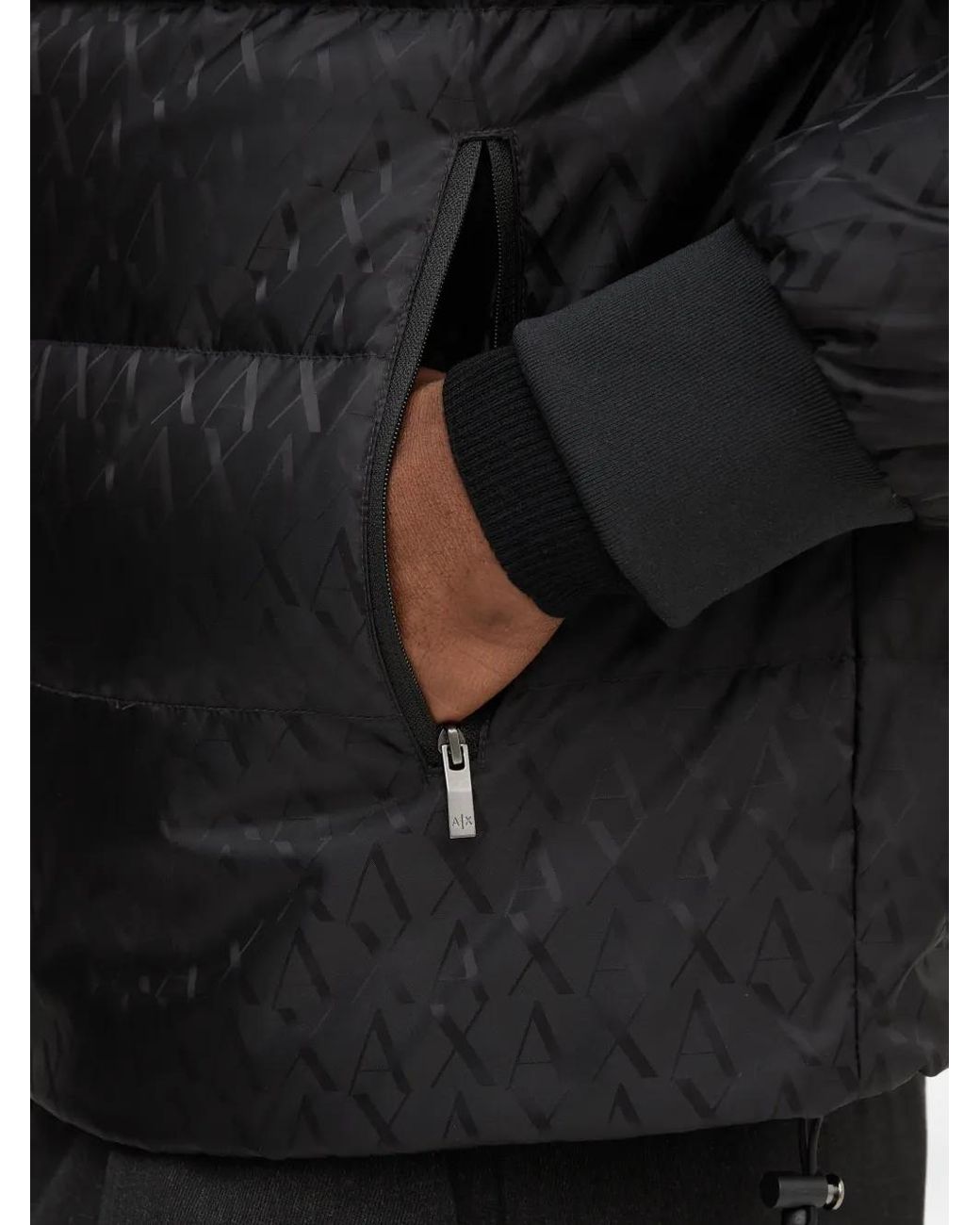 ARMANI EXCHANGE Black Monogram Pattern Jacket for men