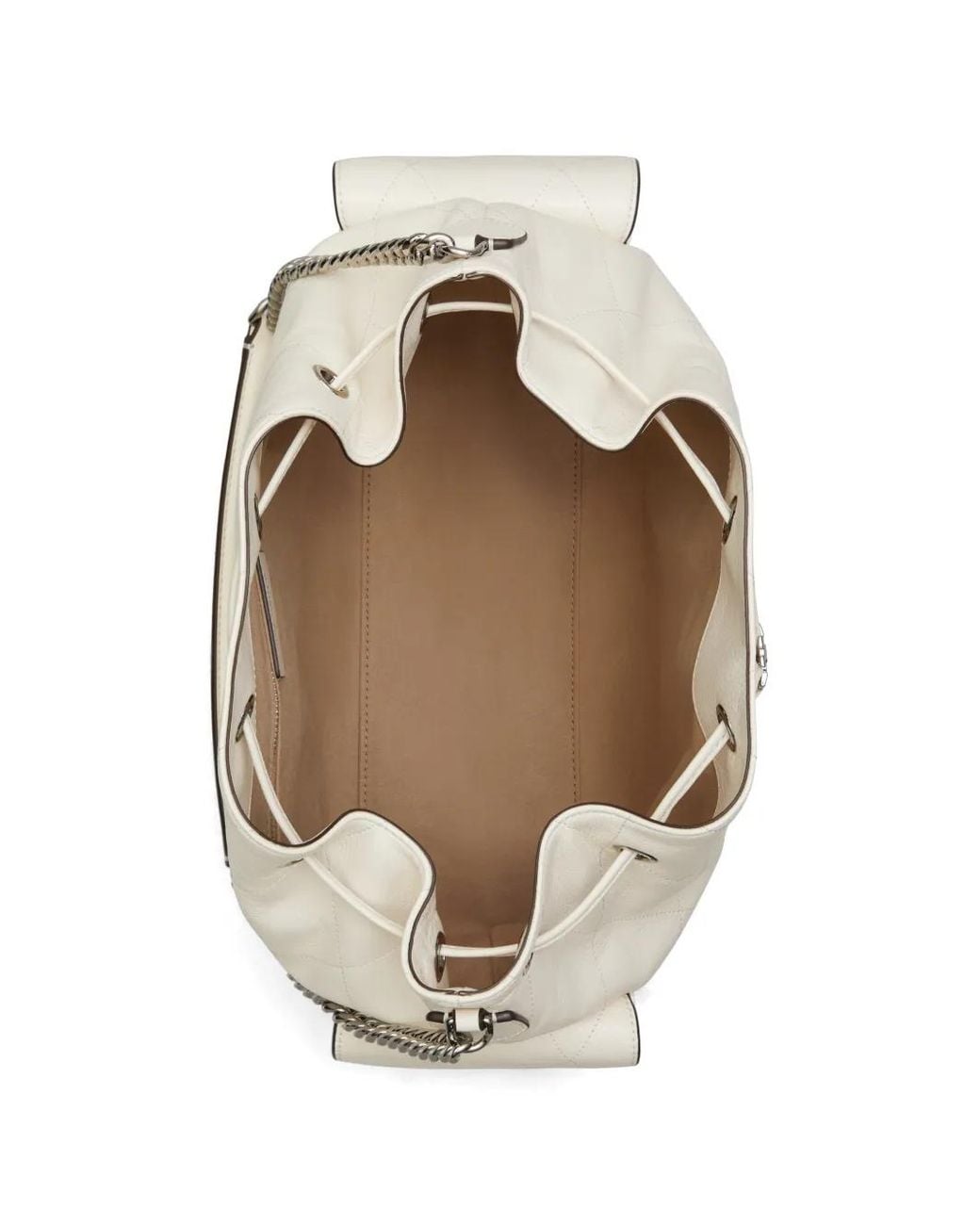 Tory Burch White Large Charlie Quilted Drawstring Shoulder Bag