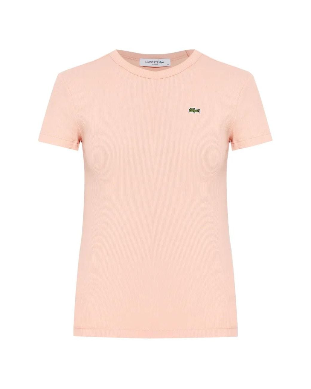Lacoste Pink Slim Fit Ribbed Cotton T-Shirt