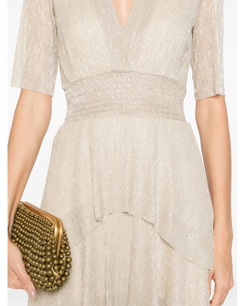 midi glitter dresses Elegant A-Line Empire Waist Midi Length Chiffon Sequin Dresses Sleevel