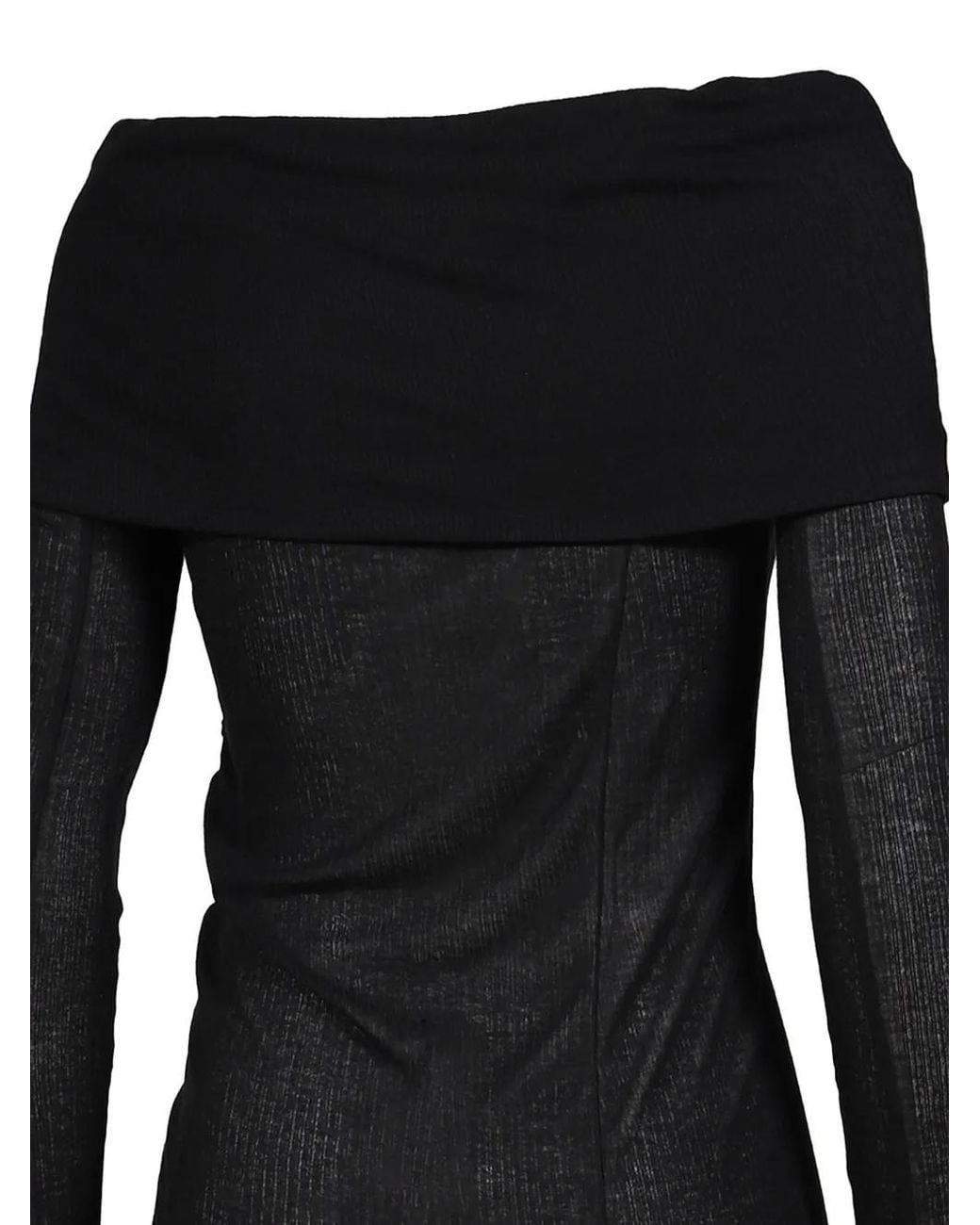 BOHEMSEO Black Asymmetric Ruched Off-Shoulder Top