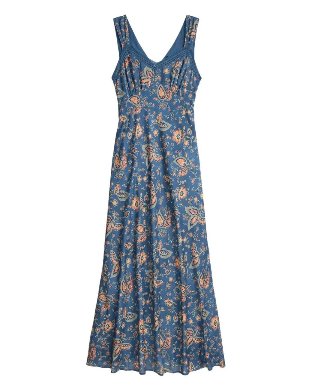 Rrl Robe RRL Floral-Print Midi Dress in Blue | Lyst