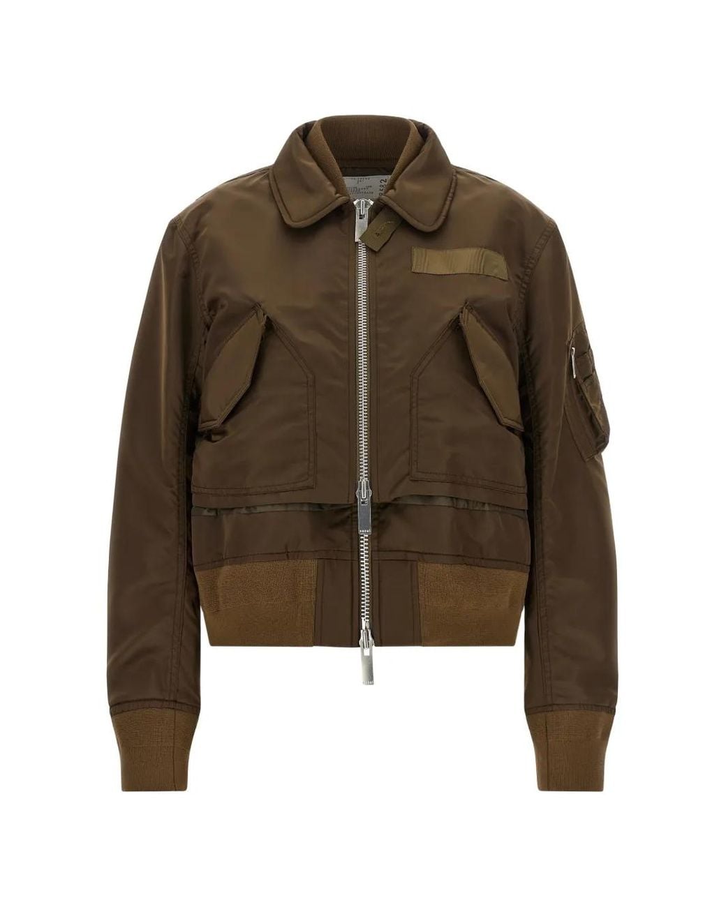 Sacai Brown Layered Zip-Up Jacket