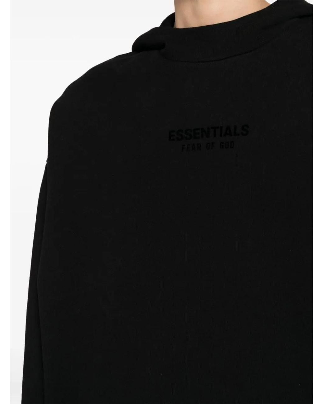 Fear Of God Black Logo-print Cotton-blend Hoodie for men
