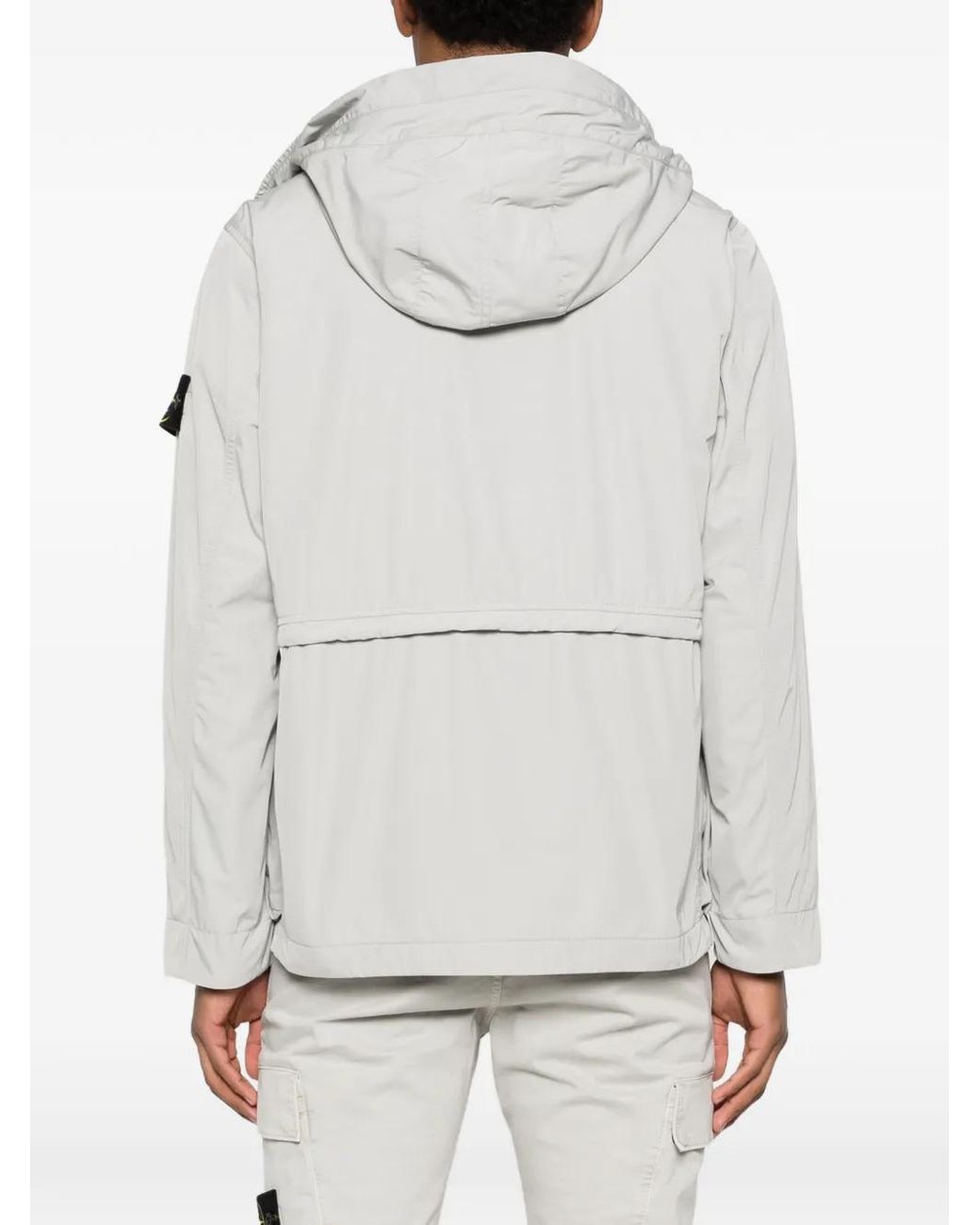Stone Island White Pearl Polyester Short Parka for men