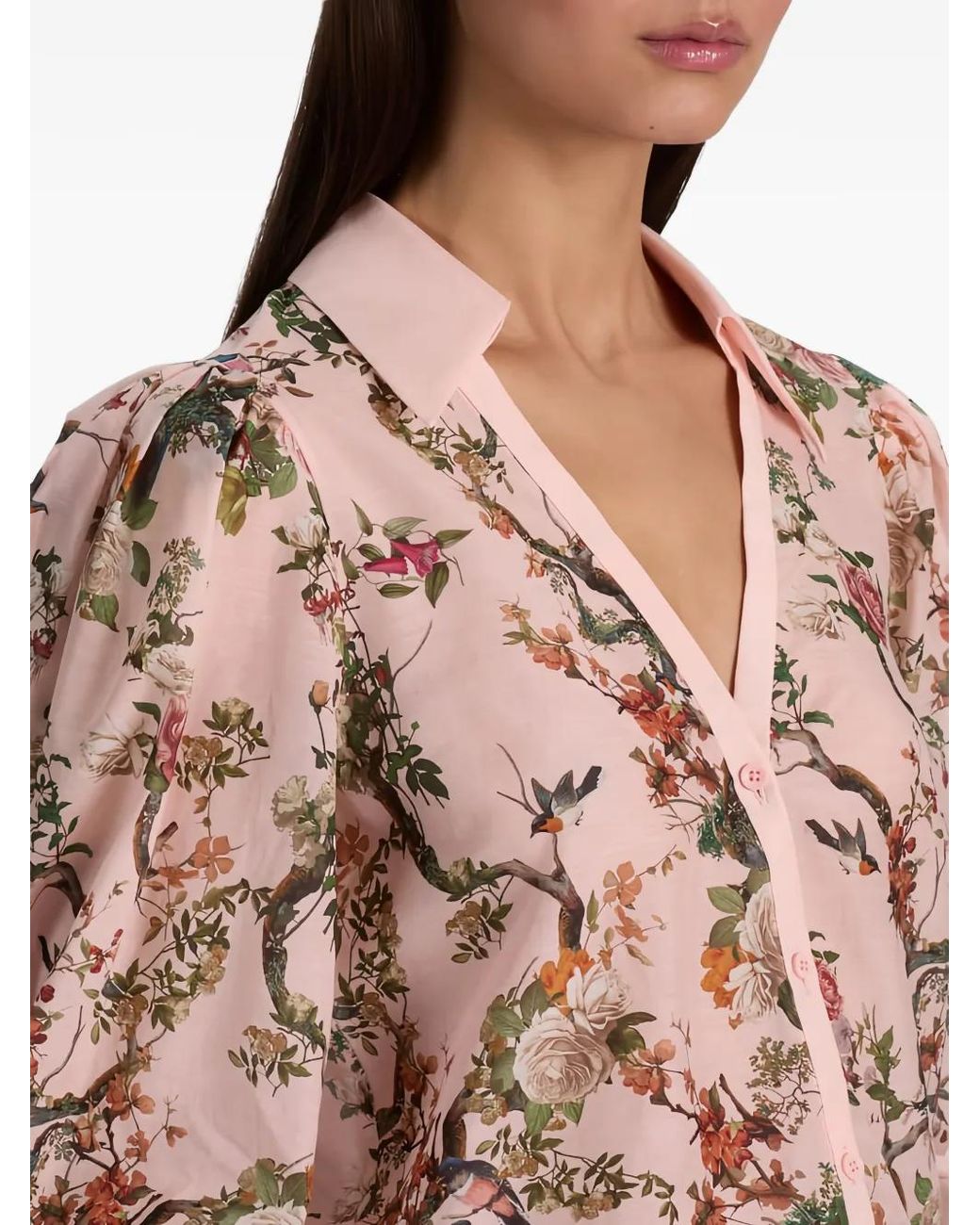 Alice + Olivia Pink Charis Floral-Print Blouse
