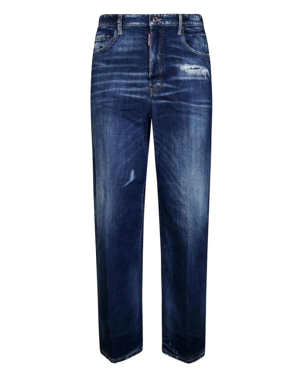 DSquared² Blue Distressed Straight Jeans for men