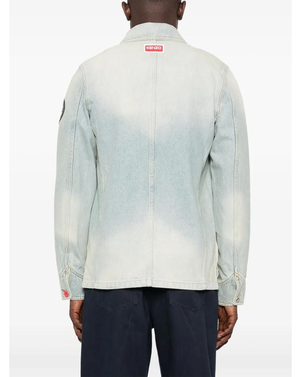KENZO Gray Travel Badge Denim Jacket for men