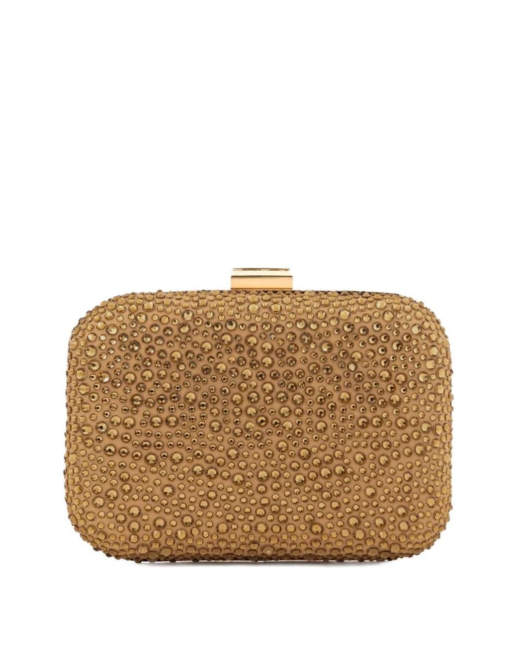 Gemy Maalouf Brown Crystal-Embellished Crepe Clutch Bag