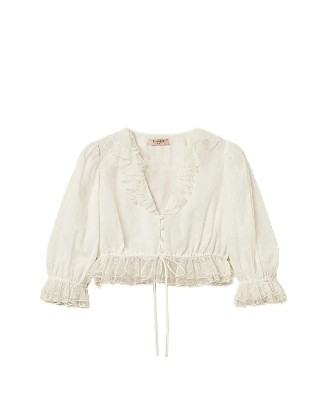 Twinset Natural Floral Tulle Shirt